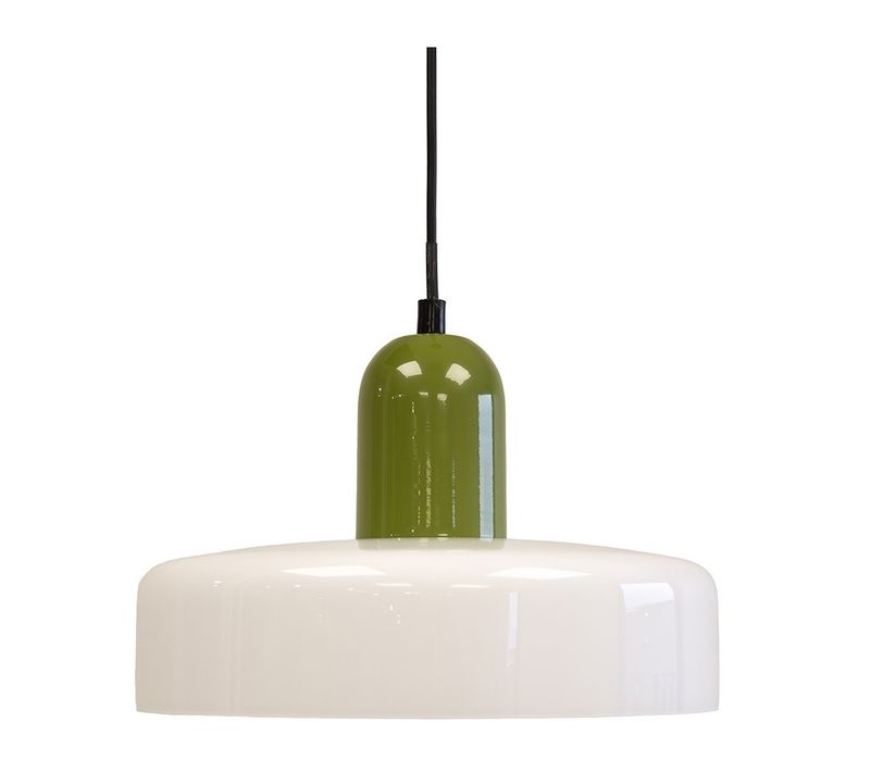 Suspension Yori En Verre Et Métal Vert Et Blanc D.25 Cm