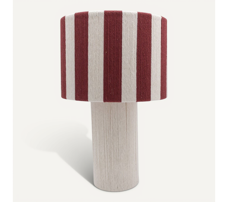 Lampe De Table Moyo En Coton Rayures Blanc Et Rouge D.28 Cm