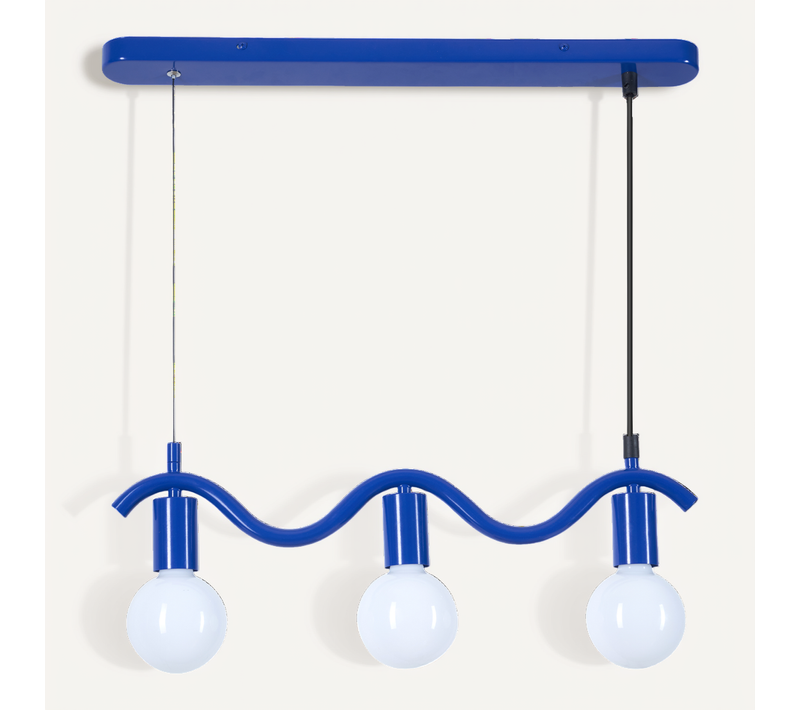 Suspension Wama 3 Lampes En Métal Bleu