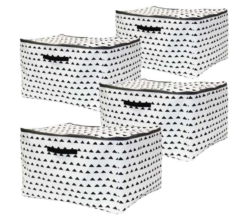 Lot 4 Housses De Rangement Polycoton Motif Hills 54,5 X 43,5 X 32,5 Cm