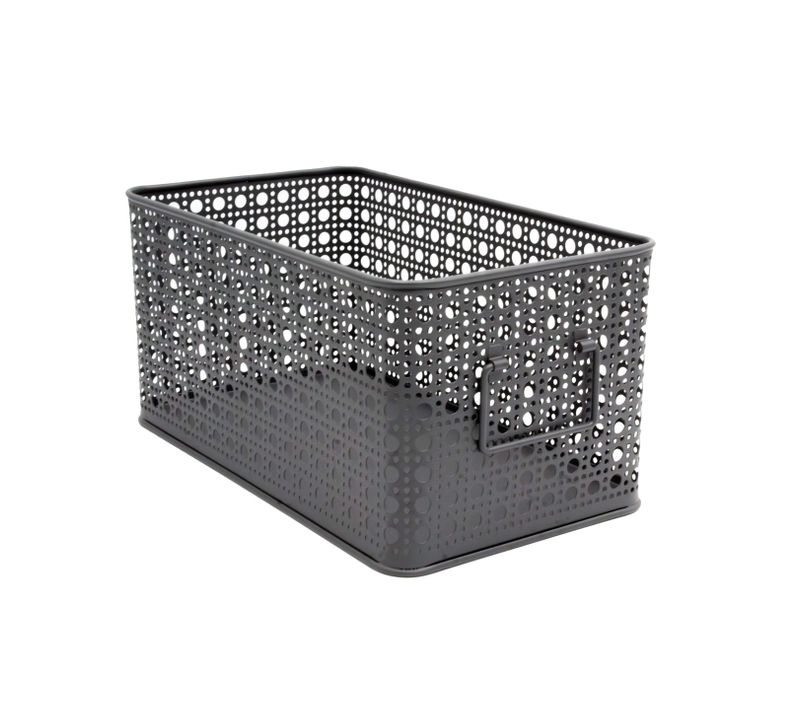Lot De 4 Paniers De Rangement En Métal Gris 16,5 X 28,5 X 14 Cm