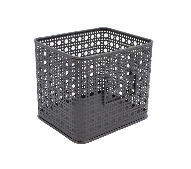 Lot De 4 Paniers De Rangement En Métal Gris 16,5 X 14 X 14 Cm