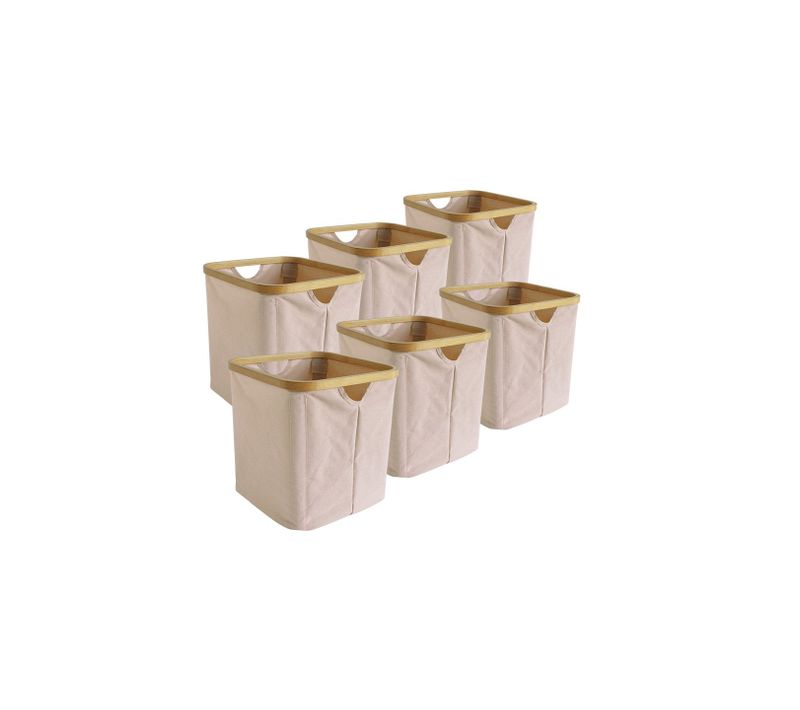 Lot De 6 Paniers De Rangement Hyppolite En Tissu Rose 30 X 30 X 30 Cm