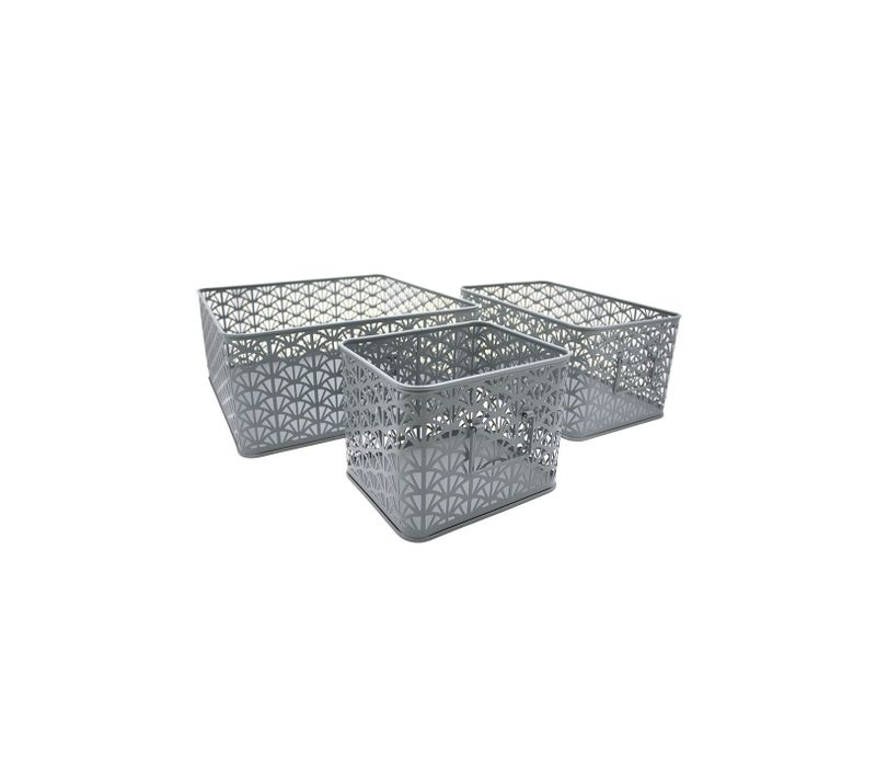 Lot De 3 Paniers De Rangement En Métal Vert Dimensions Variées