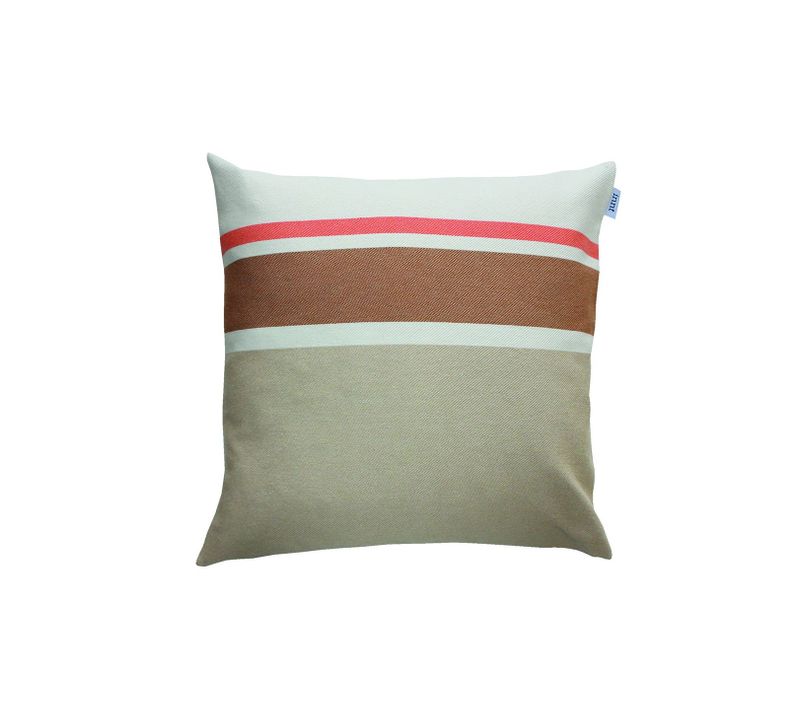 Coussin En Coton Recyclé Ivoire, Blanc, Ambre Et Corail 50 X 50 Cm