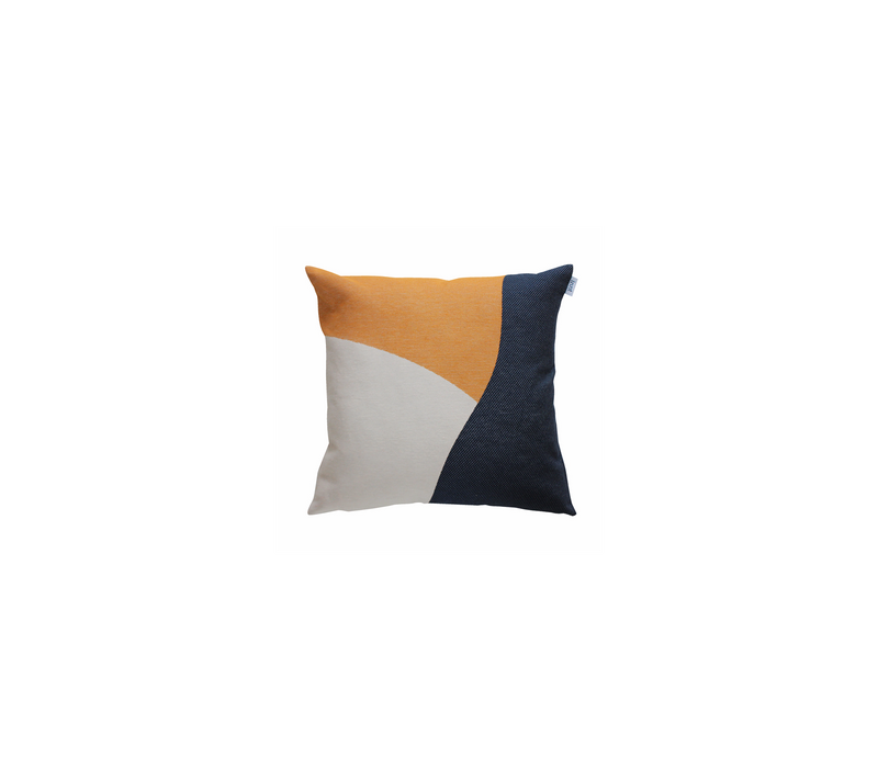 Coussin En Coton Recyclé Bleu Navy, Blanc Et Tangerine 50 X 50 Cm
