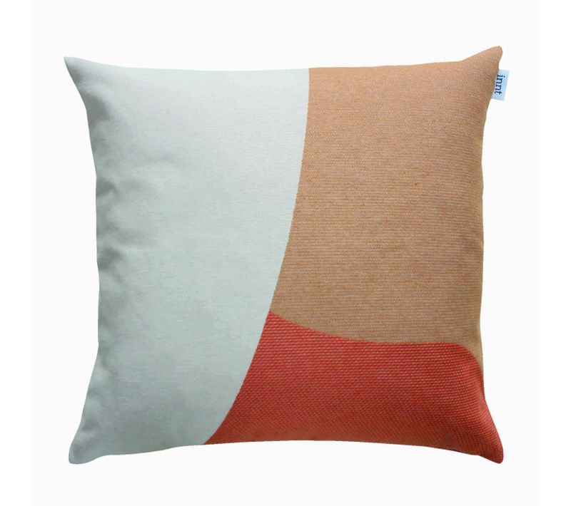 Coussin En Coton Recyclé Terracotta, Blanc Et Ambre 50 X 50 Cm