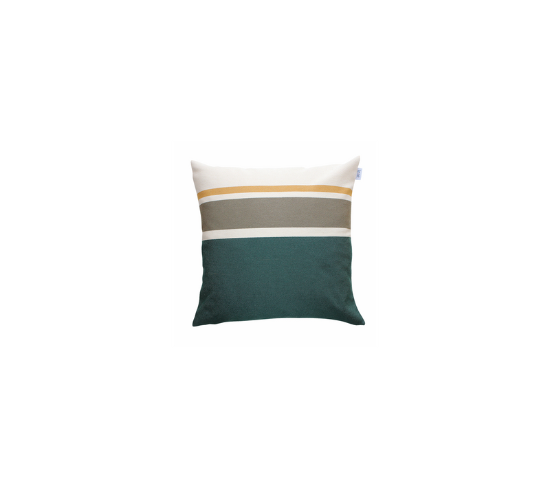 Coussin En Coton Recyclé Vert, Kaki, Blanc, Jaune Moutarde 50 X 50 Cm