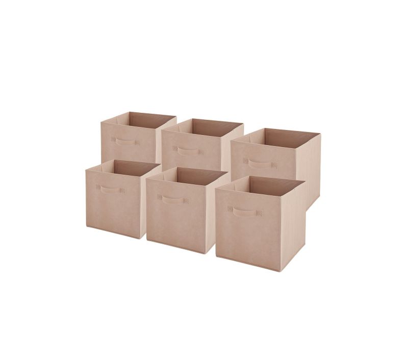 Lot De 6 Paniers Pliables En Tissu Rose 27 X 27 X 27 Cm