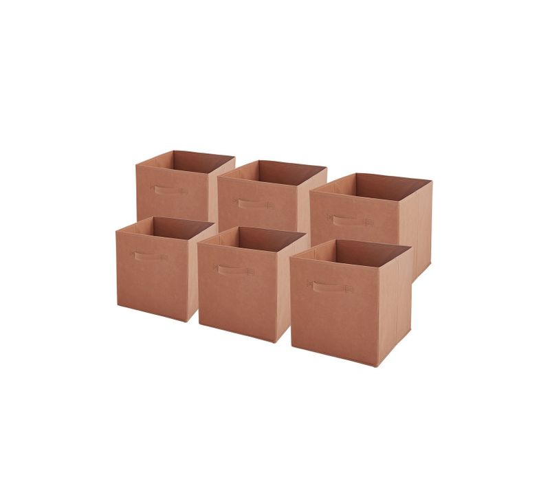 Lot De 6 Paniers Pliables En Tissu Terracotta 27 X 27 X 27 Cm