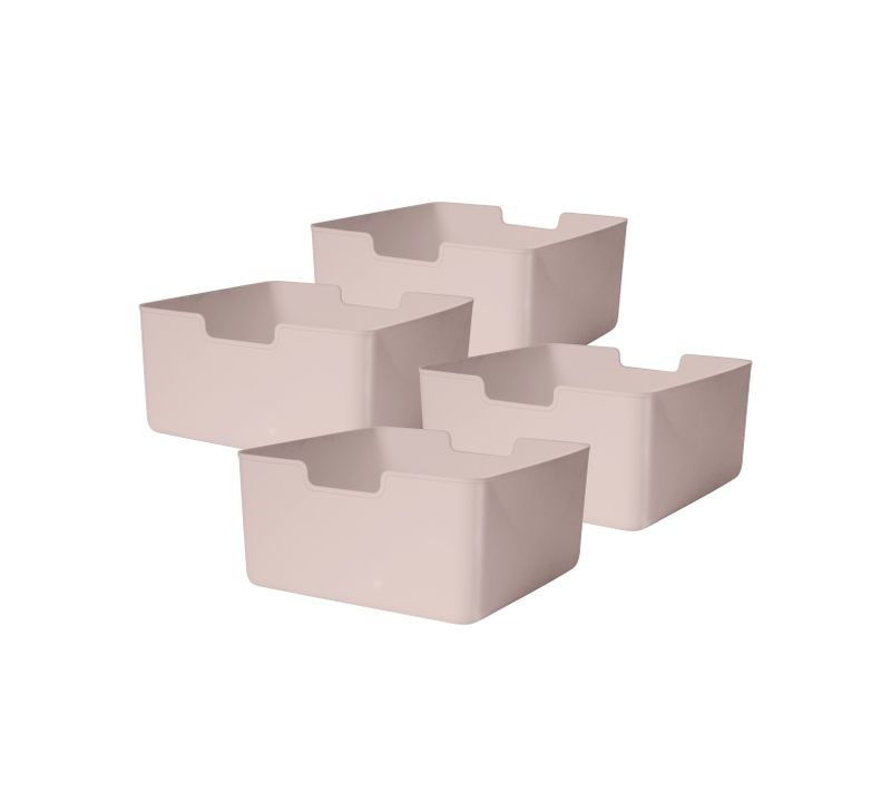 Lot 4 Bacs En Plastique Rose 31 X 31 X 15 Cm