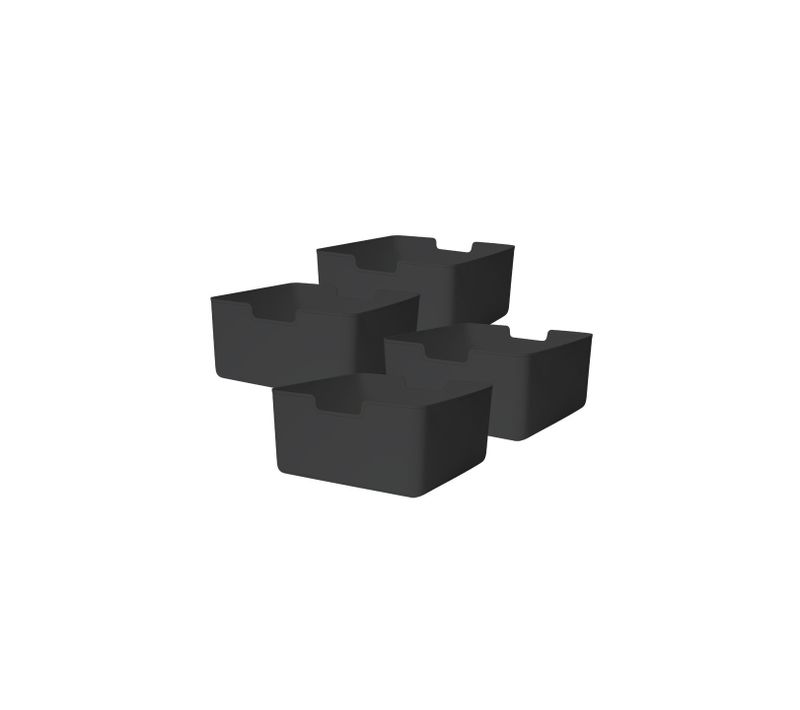 Lot 4 Bacs En Plastique Noir 31 X 31 X 15 Cm
