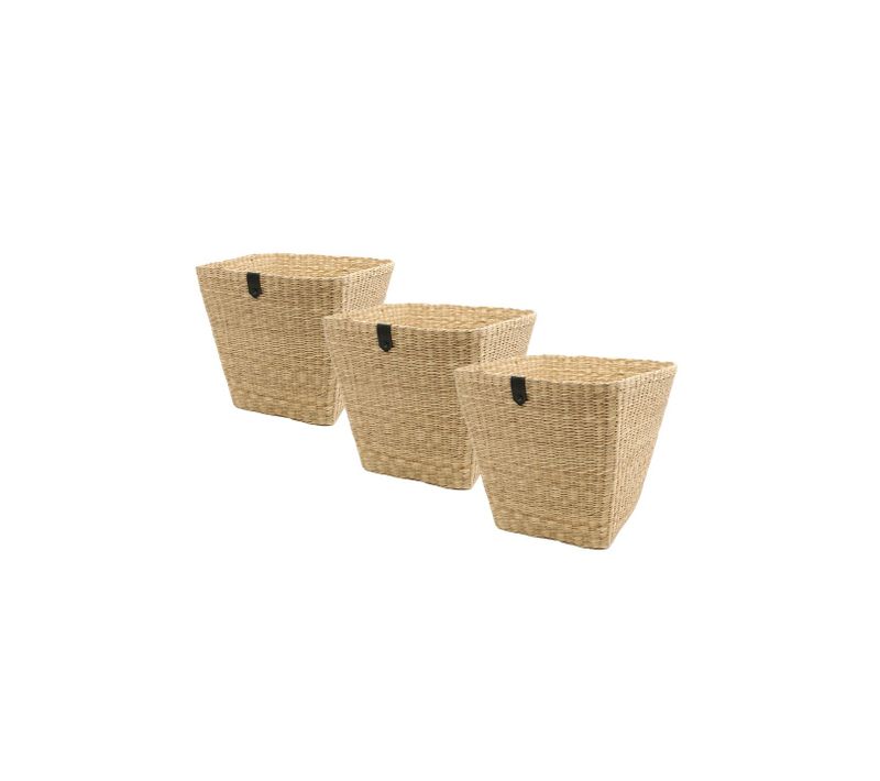 Lot De 3 Paniers De Rangement En Jonc De Mer Naturel 31 X 31 X 31 Cm