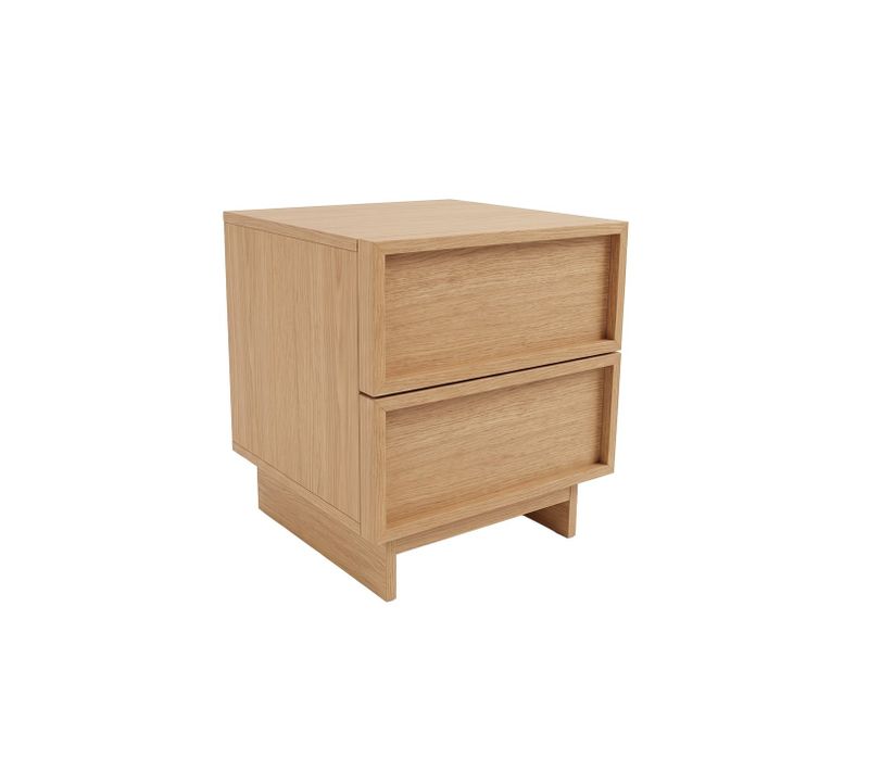 Table De Chevet Effet Bois Clair 2 Tiroirs 40 X 38,5 X 45 Cm