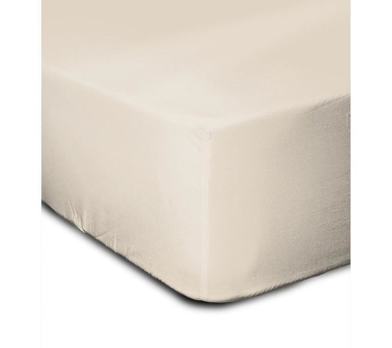 Drap-housse 140 X 190 Cm - Bonnet 35 Cm - Coton Beige Clair