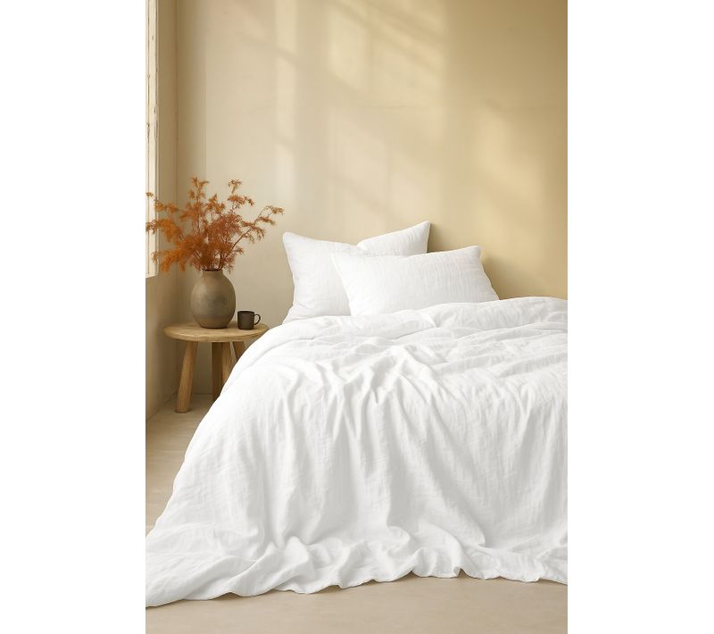 Parure De Couette En Gaze De Coton 240x220 cm Blanc Himalaya