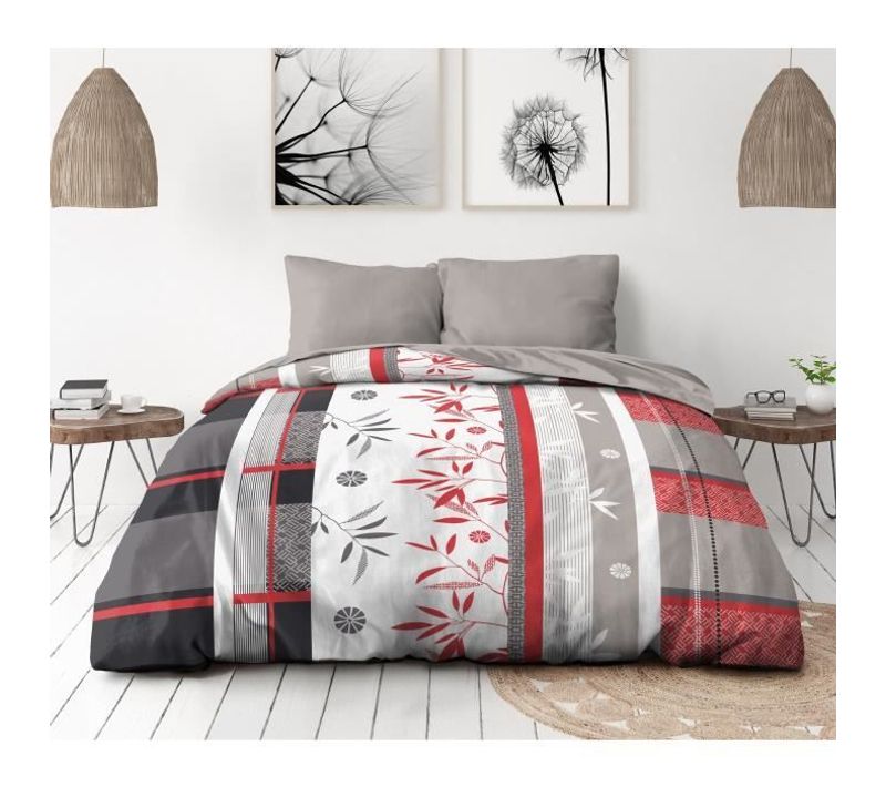 Parure De Lit Microfibre - Shizuoka - Housse 240 X 260 Cm + 2 Taies D'oreiller 63 X 63 Cm - Bleu