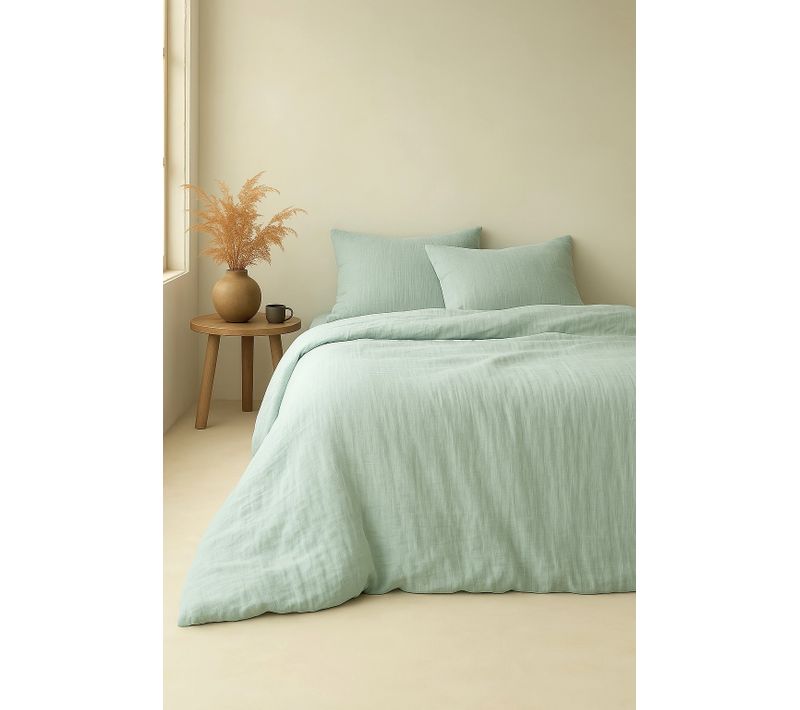 Parure De Couette En Gaze De Coton 240x220 Cm Vert D'eau