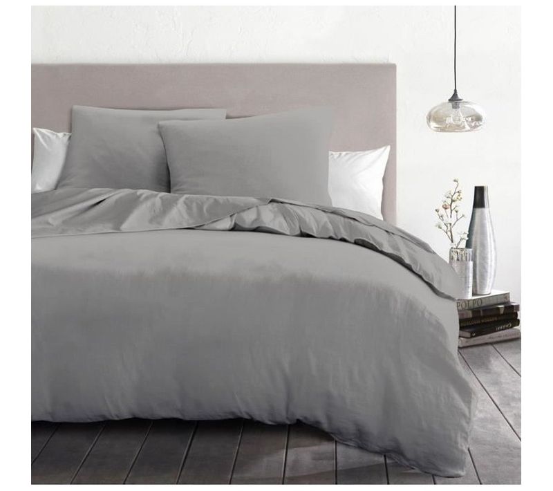 Housse De Couette Microfibre 240 X 260 Cm 3 Pièces - Gris Clair, 82 G/m²