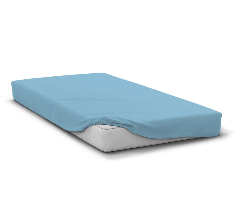 Drap Housse Uni Microfibre 82g 180x200 Cm Bleu Ciel