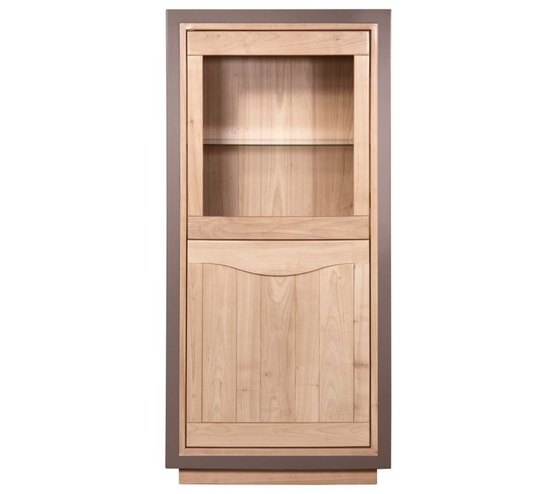 Vitrine 2 Portes 75 Cm De Large, En Merisier Massif Blanchi