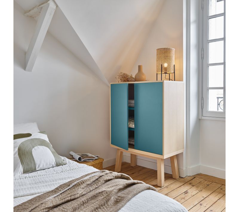 Armoire 2 Portes De 90 Cm De Large, En Frêne