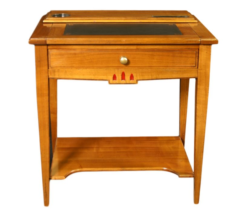 Bureau Ordinateur Avec Étagère Entre-jambes, Merisier Massif