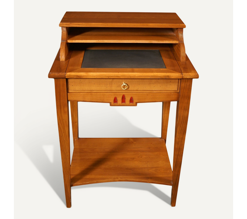 Bureau Ordinateur Avec Sur-meuble Et Étagère En Merisier Massif