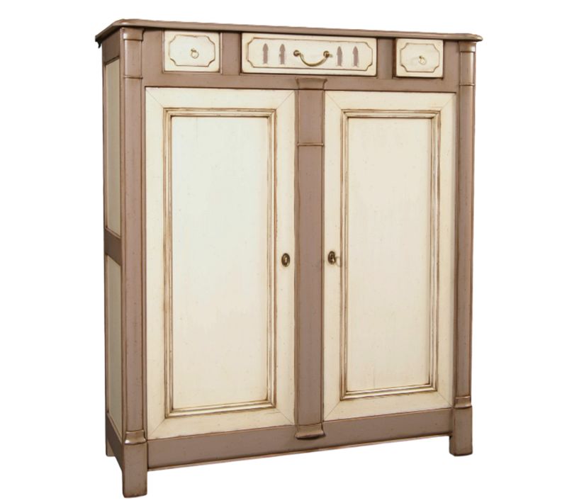 Buffet Haut 2 Portes 3 Tiroirs, Merisier Massif