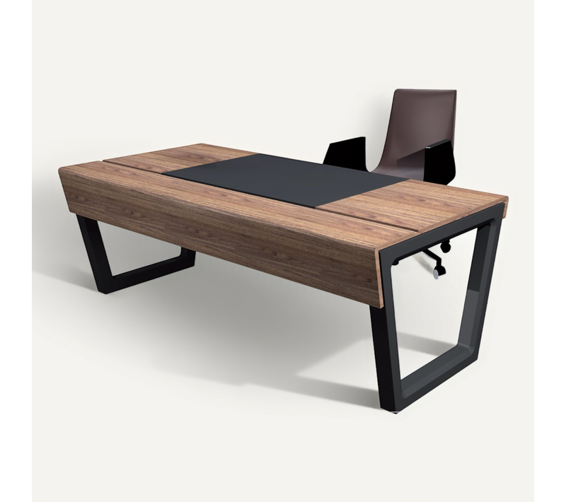 Bureau De Direction Connecté Avec Prises Électriques Et USB, 200 Cm En Frêne Massif