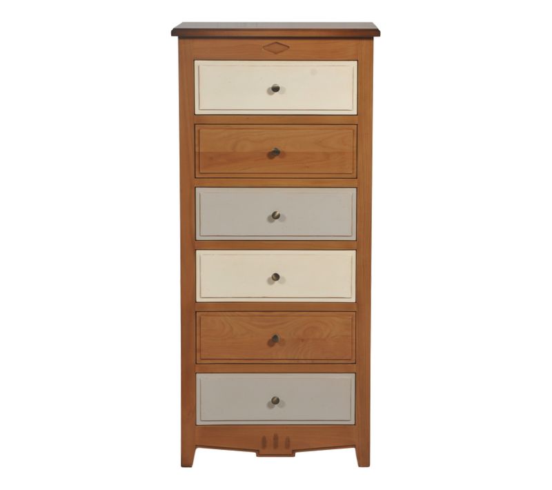 Chiffonnier 6 Tiroirs Prof. 40 Cm, Merisier Massif