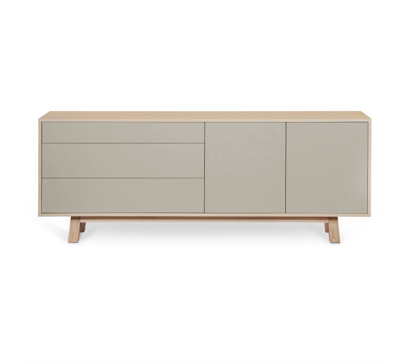 Buffet Bas 2 Portes+3 Tiroirs 200 Cm, En Frêne