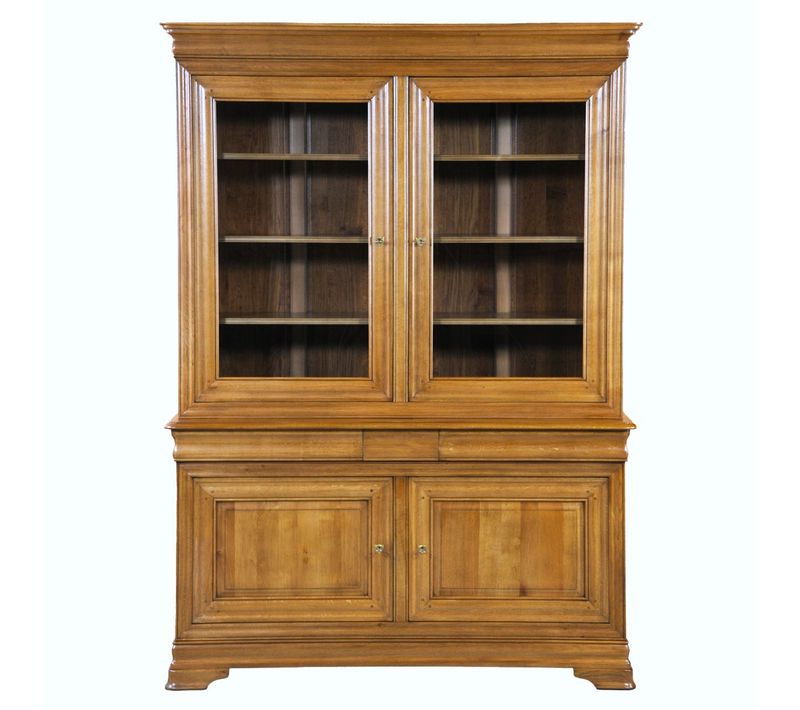 Bibliothèque Vitrine 2 Corps 2 Portes En Chêne Massif