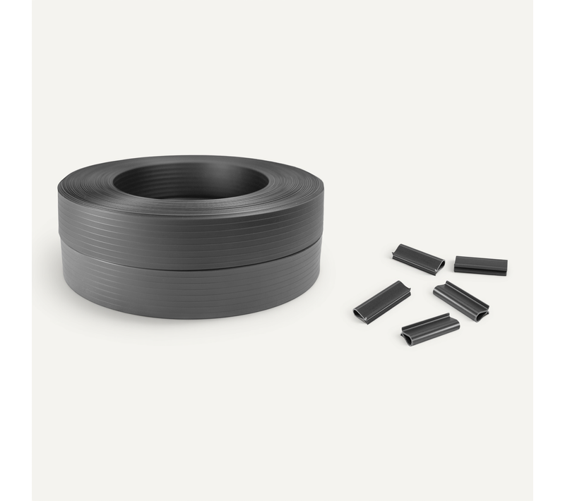 Lames Pvc Souple Occultation En Rouleau Baldo 200m L.46mm Gris - Avec Clips Et Profil