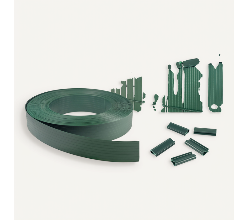 Lames Pvc Souple Occultation En Rouleau Baldo 100m L.46mm Vert - Avec Clips Et Profil