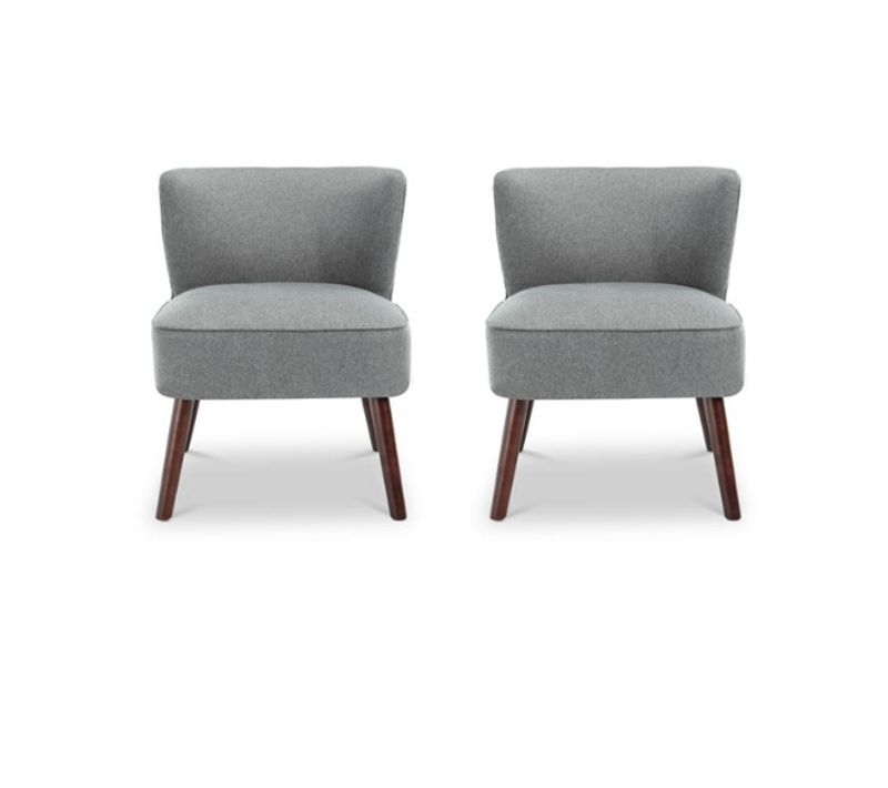 Lot De 2 Fauteuils Cocktail Jofi En Tissu Gris Foncé