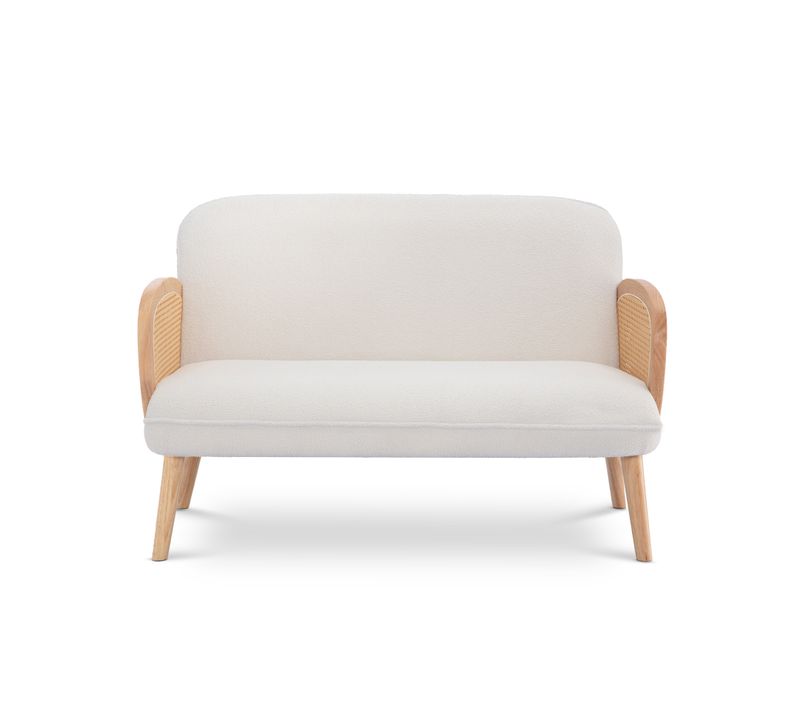 Canapé Bohème 2 Places Rosi Cannage Et Bouclette Blanc