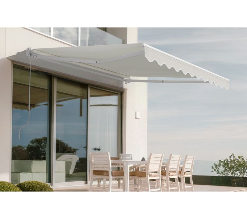 Store Banne Monobloc Structure Blanche Vecchio 3x2,5m Toile Beige