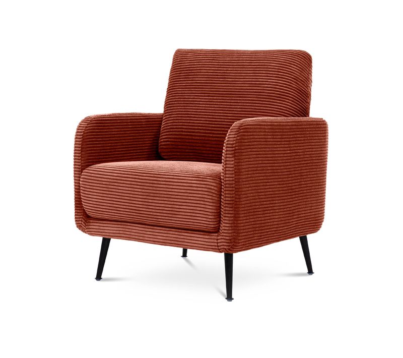Fauteuil Design Emma Velours Côtelé Terracotta