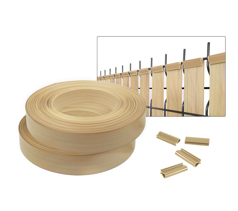 Lames Pvc Souple Occultation En Rouleau Baldo 200m L.46mm Beige - Avec Clips Et Profil