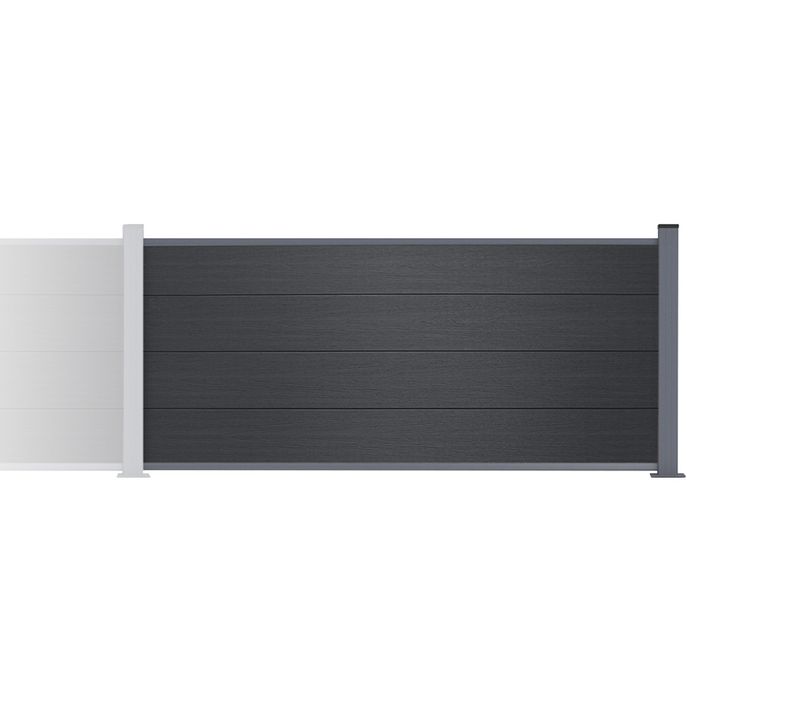 Kit Extension Clôture Composite 2m Stockhorn H.90cm Sur Platine Gris