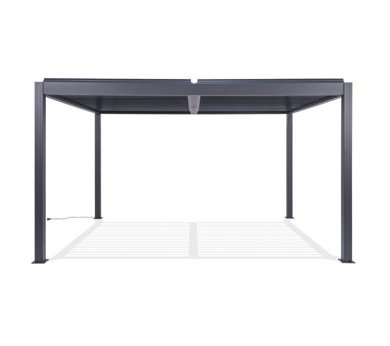 Pergola Électrique Bioclimatique 4x3m Santa Aluminium Gris - Lames Orientables