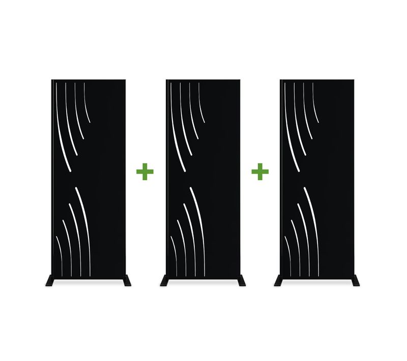 Lot De 3 Panneaux Décoratifs Veleta Noir H.160cm Motifs Côté Gauche