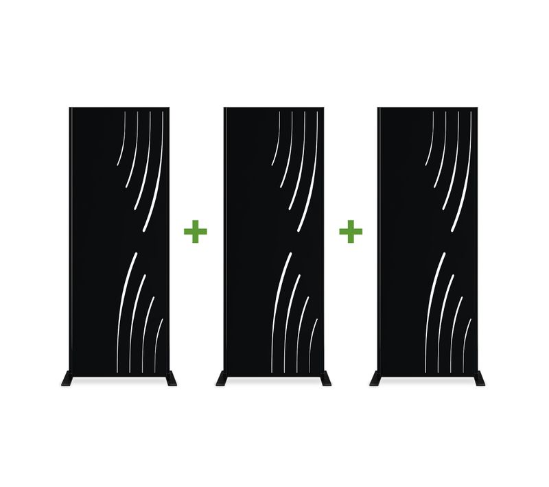 Lot De 3 Panneaux Décoratifs Veleta Noir H.160cm Motifs Côté Droit