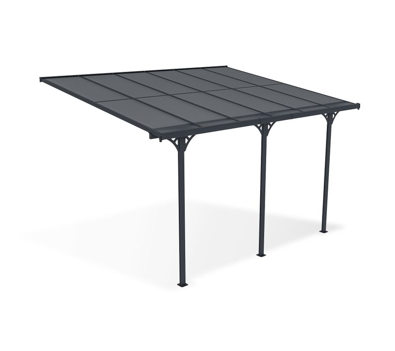 Pergola/carport Adossé Kleo 400l300 Aluminium Gris