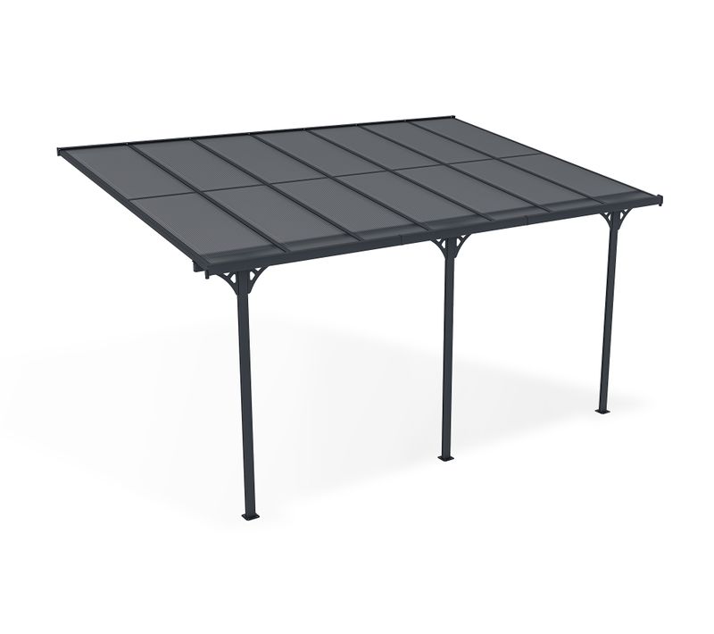 Pergola/carport Adossé Kleo 450l300 Aluminium Gris