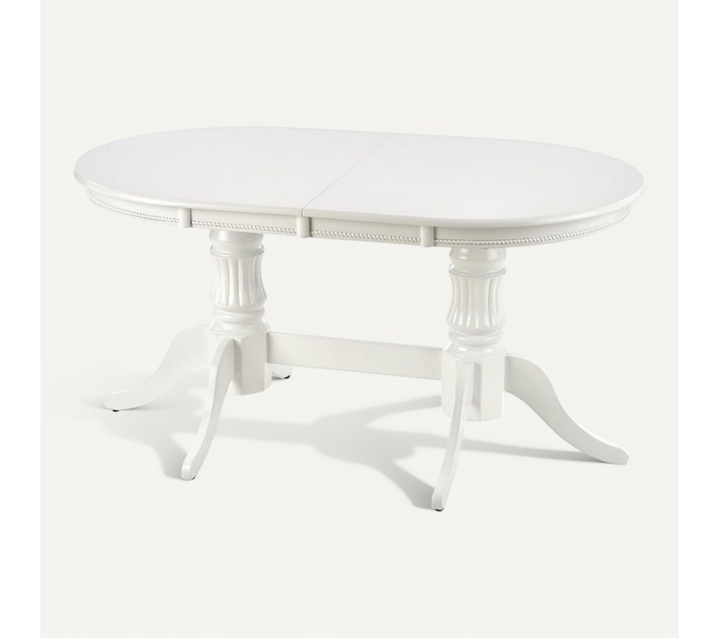 Table De Salle à Manger Extensible Blanche Avec Structure En Bois Massif Roma