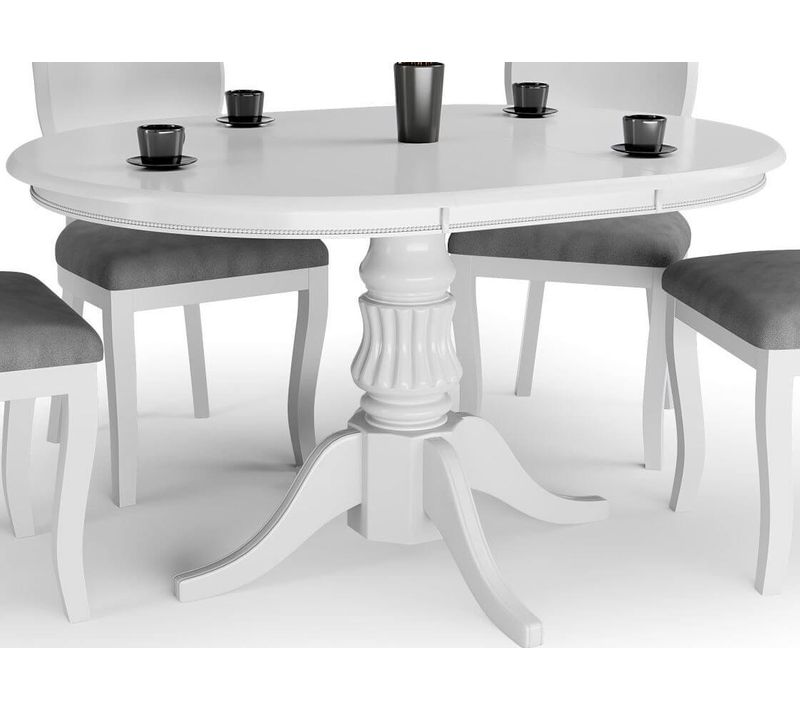 Table Blanche Ronde Extensible Avec Pied Central Windsor
