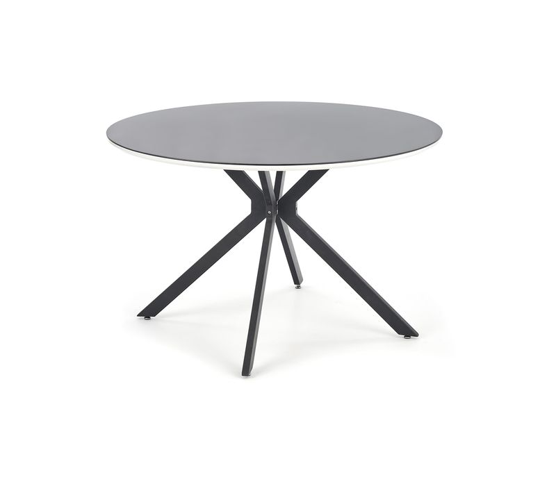 Table Ronde 120cm Noir Laqué Avec Liseré Blanc Shiny