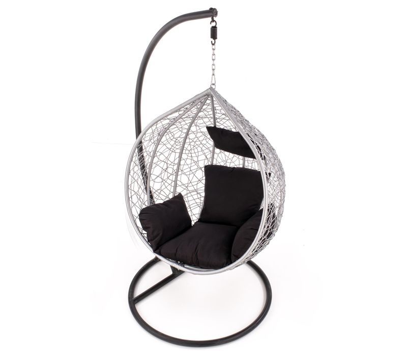 Fauteuil Oeuf Suspendu Noir Et Gris En Rotin Synthétique Et Métal Egg